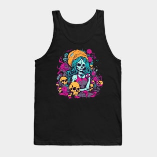 Goth girl with skulls Tank Top